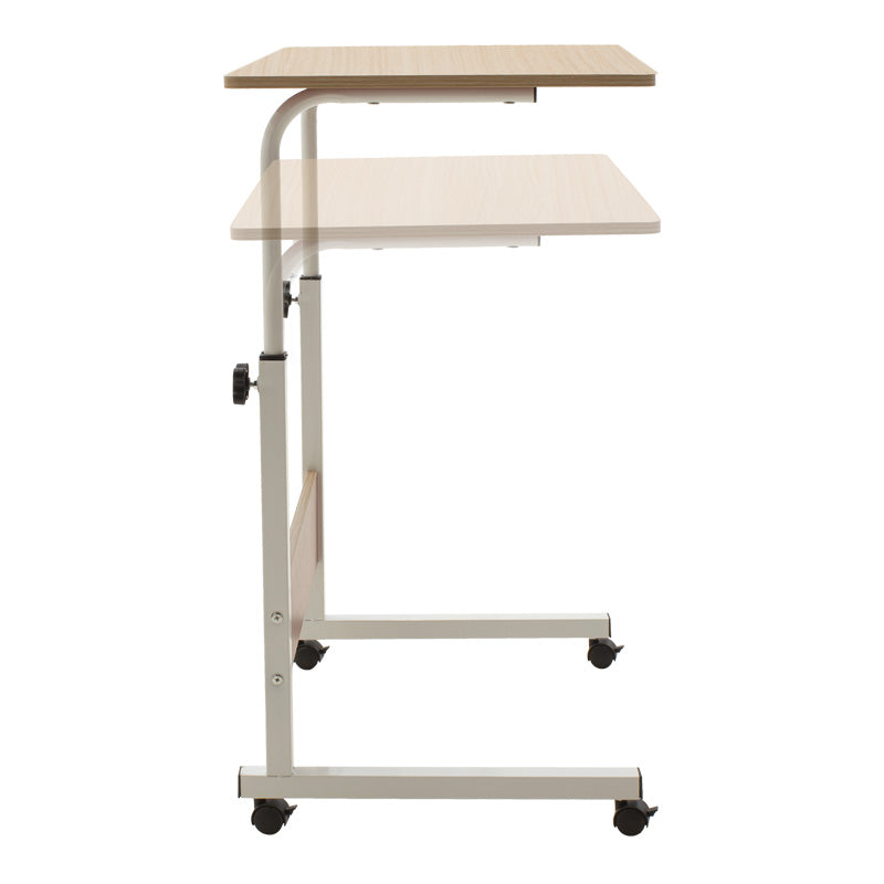 Bureau hauteur réglable bois naturel blanc 60x40x69-90 cm