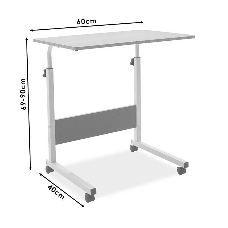 Bureau hauteur réglable bois naturel blanc 60x40x69-90 cm