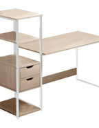 Bureau avec étagère bois blanc 107x40x110 cm