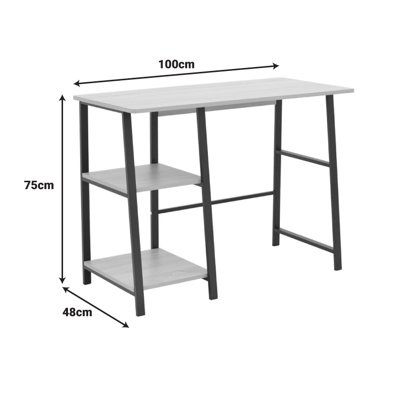 Bureau avec étagères en bois noir naturel  100x48x75 cm