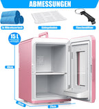2in1 Mini frigo Réfrigérateur Glacière 15 litres Portable AC DC 220-240V/12V Prise électrique et allume-cigare Rose / 15L