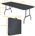 Table de camping pliante 183x76x74cm pour 8 personnes - Anthracite
