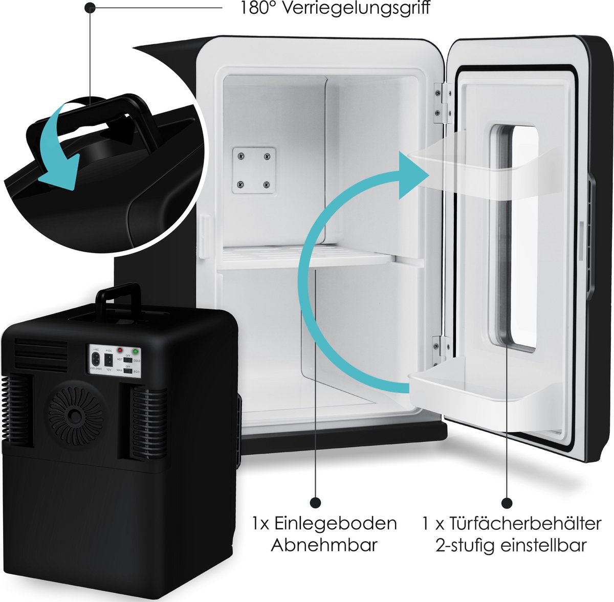 Mini frigo Réfrigérateur de table 15 litres  12V idéale pour voiture et camping