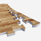 Lot de 6 tapis de protection de sol pour sport 62x62 cm (6 tapis + 12 embouts) Couleur bois