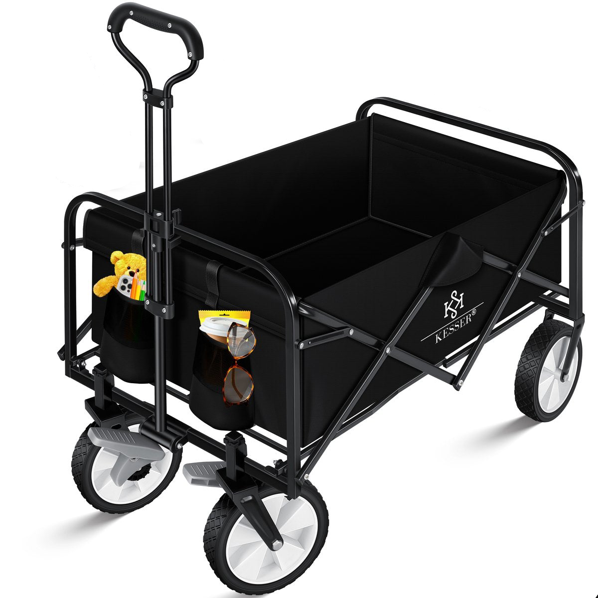 Diable pliable chariot pliable  avec 2 sacs filet Chariot de plage Pneus PVC jusqu'à 80 kg