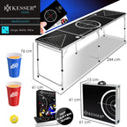 Set jeu de table Beer Pong avec de cartes - 100 gobelets inclus (50 rouges & 50 bleus) 6 balles  réglable en hauteur