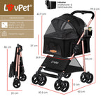 Poussette pour chien 2en1 Buggy  Pliable Pliable jusqu'à 20 kg  Noir