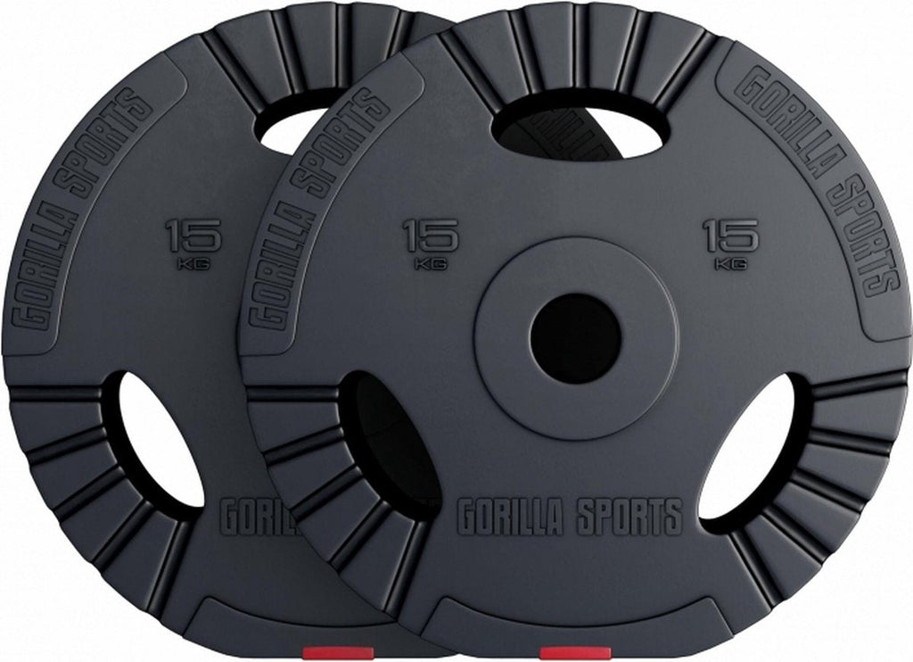 Lot de 2 disque de poids 30KG Olympique  2 x 15 kg - Pince en plastique - 50 mm