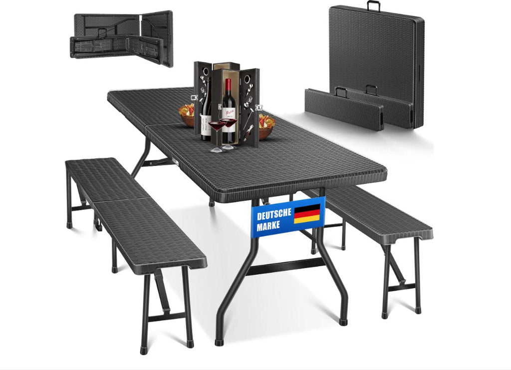 Ensemble de tente à bière 3 pièces, table + 2 x banc pliablee robinet à bière