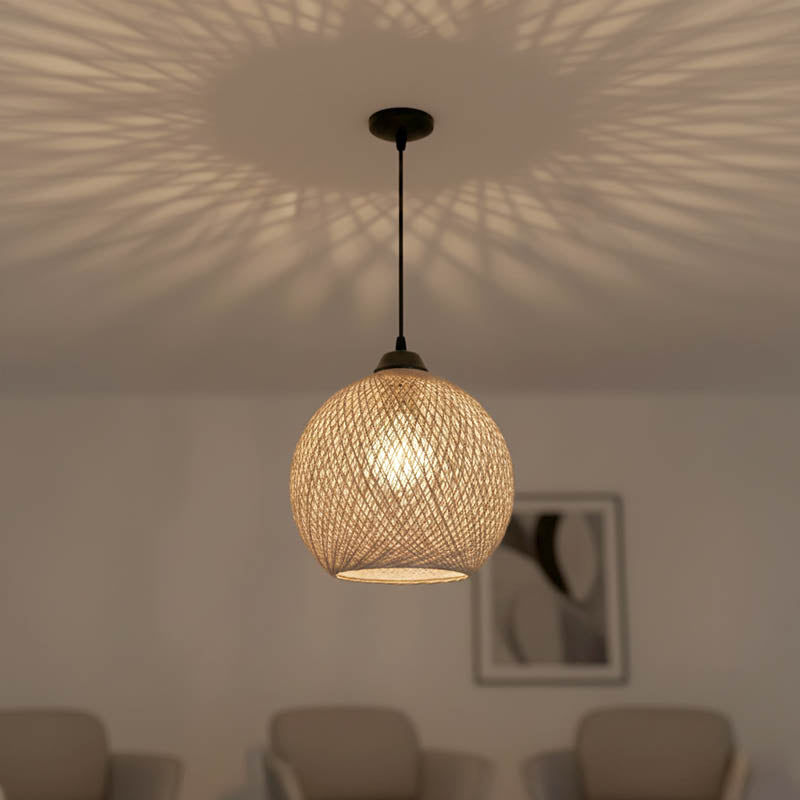 Suspension luminaire e27 marron noir 22x65 cm