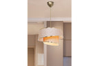 Suspension luminaire plafonnier beige marron doré 32,5x65 cm