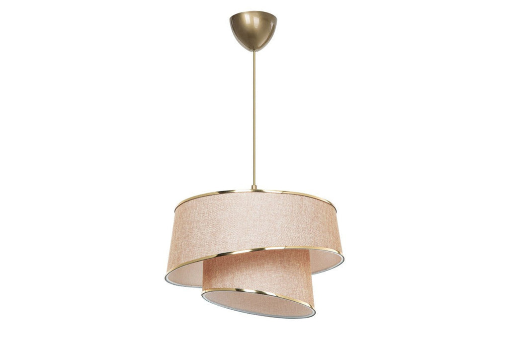 Suspension luminaire plafonnier beige marron doré 32,5x65 cm