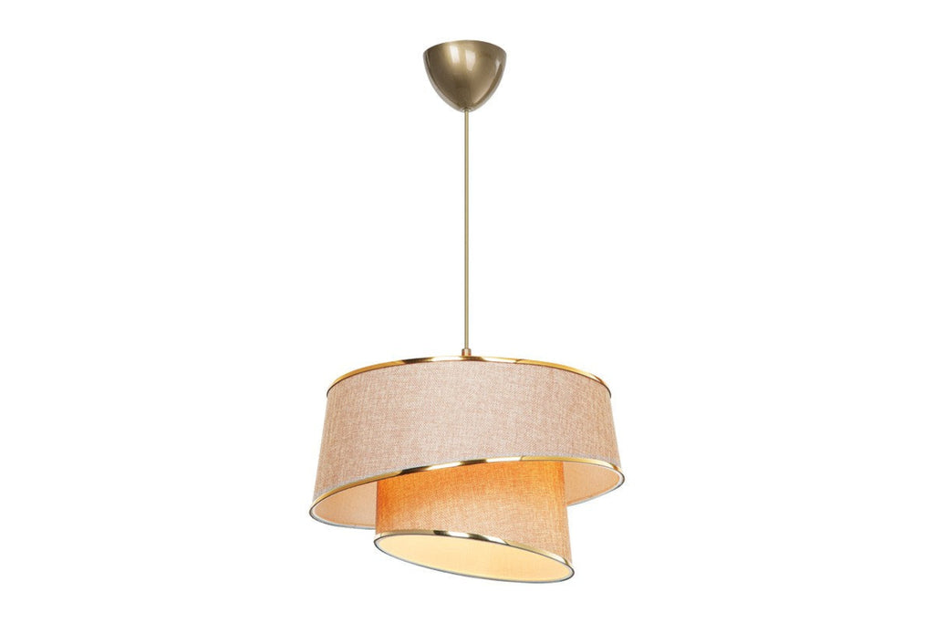 Suspension luminaire plafonnier beige marron doré 32,5x65 cm