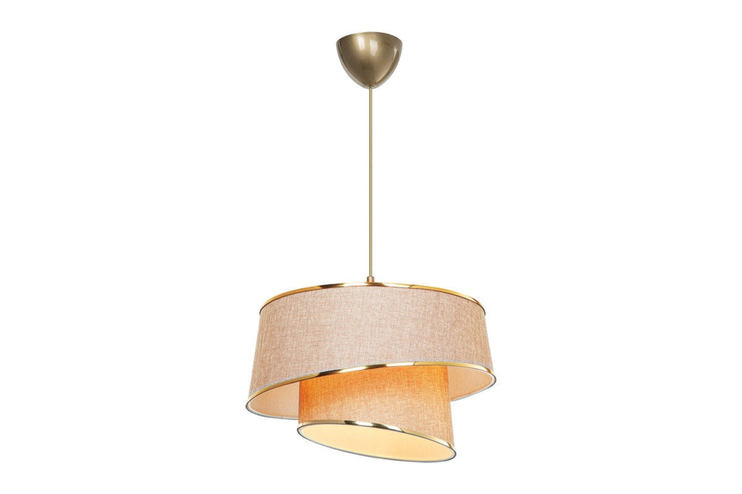 Suspension luminaire plafonnier beige marron doré 32,5x65 cm