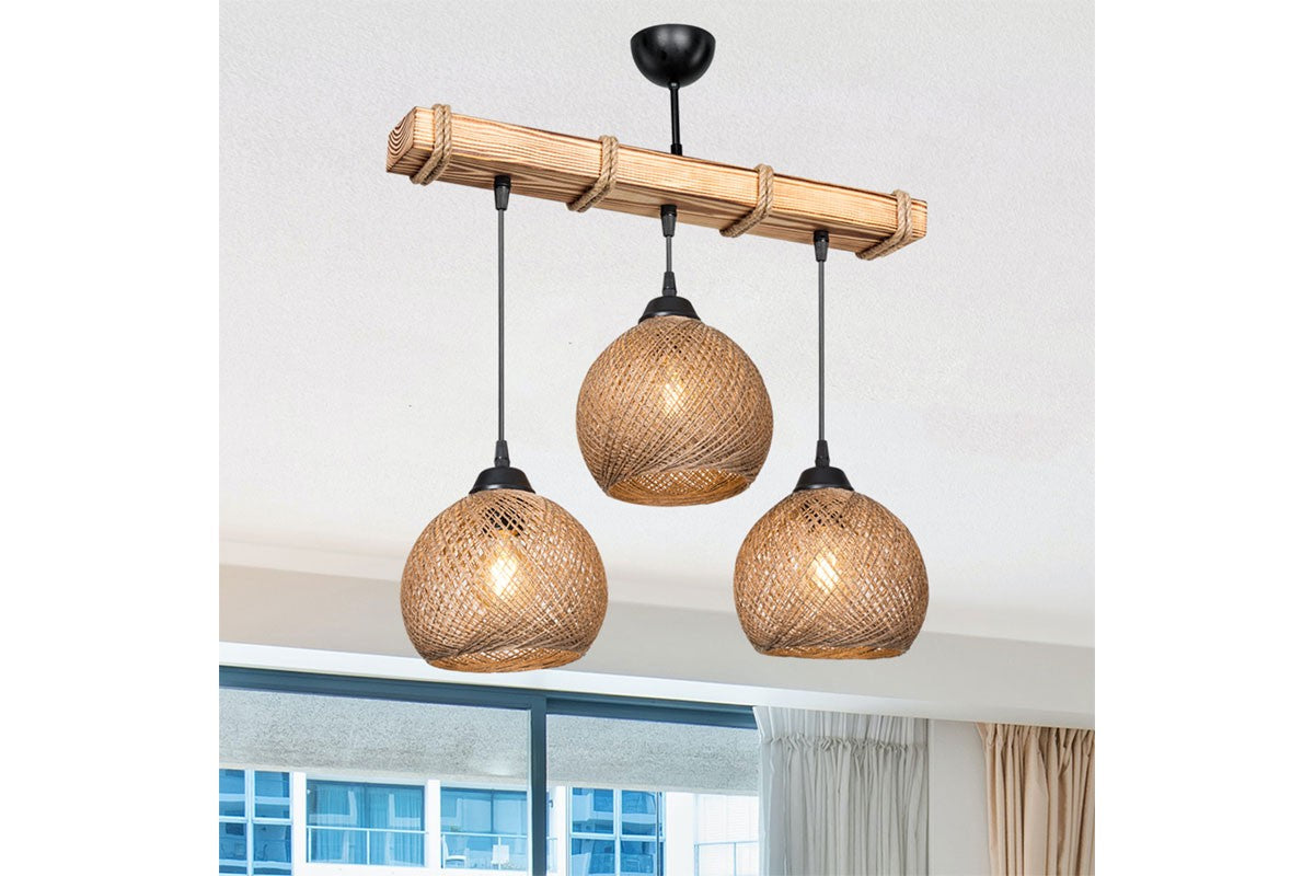 Plafonnier suspension luminaire noyer beige 50x20x63 cm