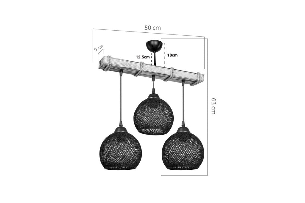 Plafonnier suspension luminaire noyer beige 50x20x63 cm
