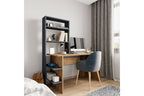 Bureau bibliothèque Bois mélaminé chêne-Gris foncé 120x55x150 cm