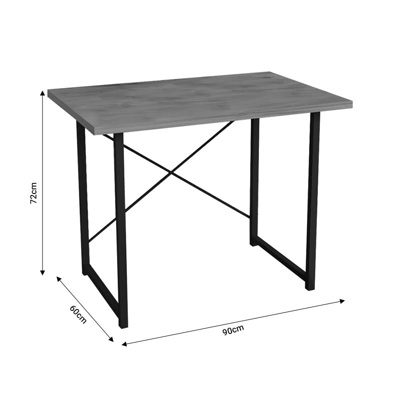 Bureau en bois chêne mélaminé métal noir 90x60x72 cm