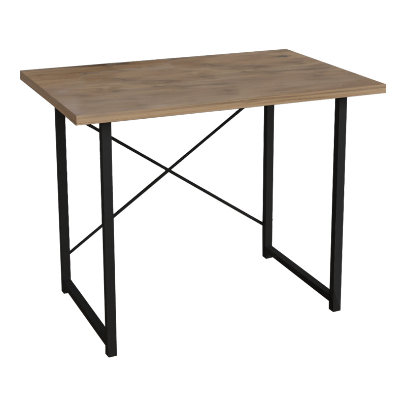 Bureau en bois chêne mélaminé métal noir 90x60x72 cm