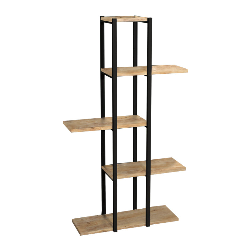 Étagère de sol chêne mélaminé métal noir 60x24,7x111 cm