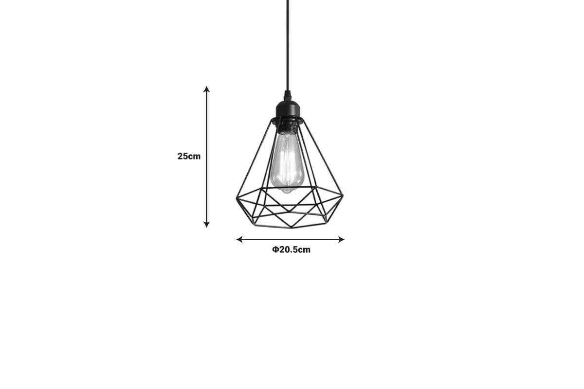 Plafonnier suspension luminaire métal noir 20,5x25 cm