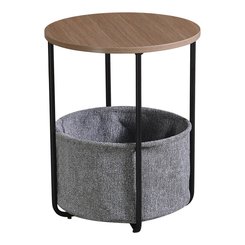 Table d'appoint en bois et métal  40x50 cm avec panier de rangement