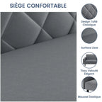 Canapé Droit Convertible En Tissu Canapé-lit Avec Dossier Inclinable Et Accoudoirs, Gris Foncé