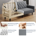 Canapé Droit Convertible En Tissu Canapé-lit Avec Dossier Inclinable Et Accoudoirs, Gris Foncé