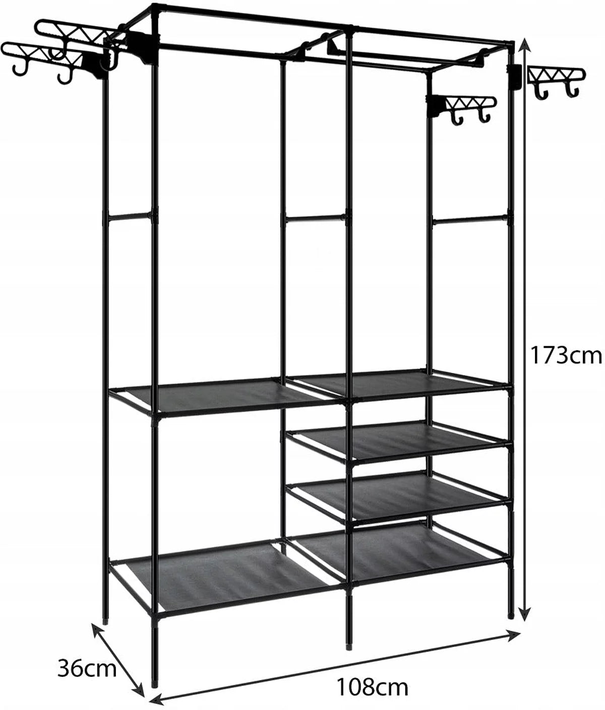 Penderie - double porte manteaux 173 x 36 x 108 cm