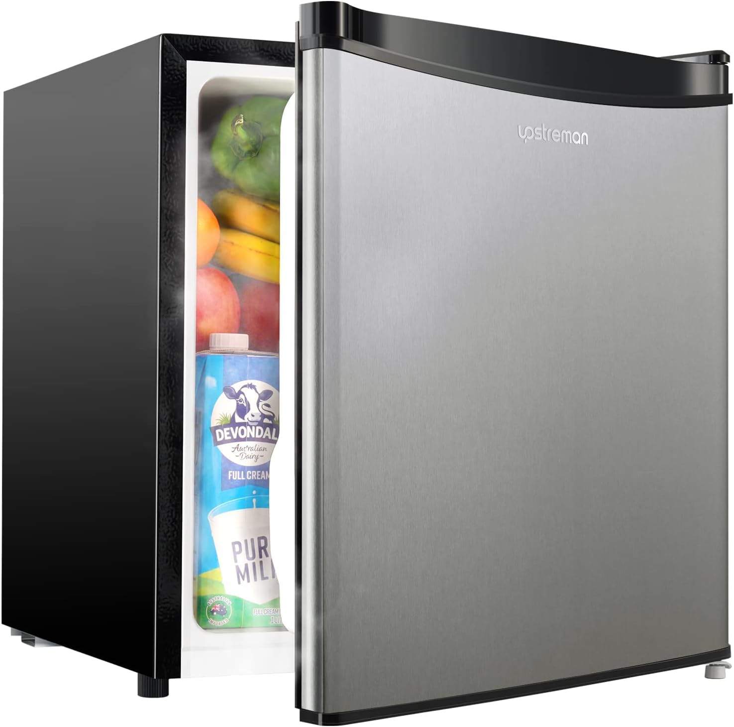 Mini Frigo réfrigérateur avec Congélateur Thermostat Réglable, Acier Inoxydable