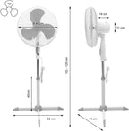Ventilateur sur pied oscillant souffleur brasseur d'air 3 vitesse 16"  45W