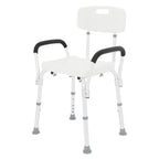 Chaise de douche avec dossier et accoudoirs, antidérapante, réglable en hauteur 6 niveaux