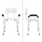 Chaise de douche avec dossier et accoudoirs, antidérapante, réglable en hauteur 6 niveaux