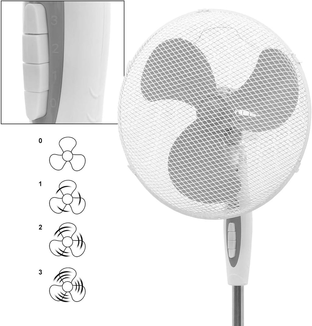 Ventilateur sur pied oscillant souffleur brasseur d'air 3 vitesse 16"  45W
