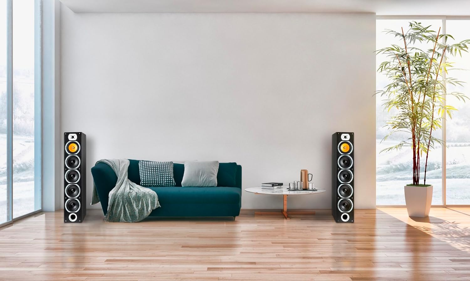 Bennett & Ross Paire d'Enceintes HiFi sur Pied 4 Voies (200W RMS, Subwoofer 6,5", 3X Medium 6,5", Tweeter 1"