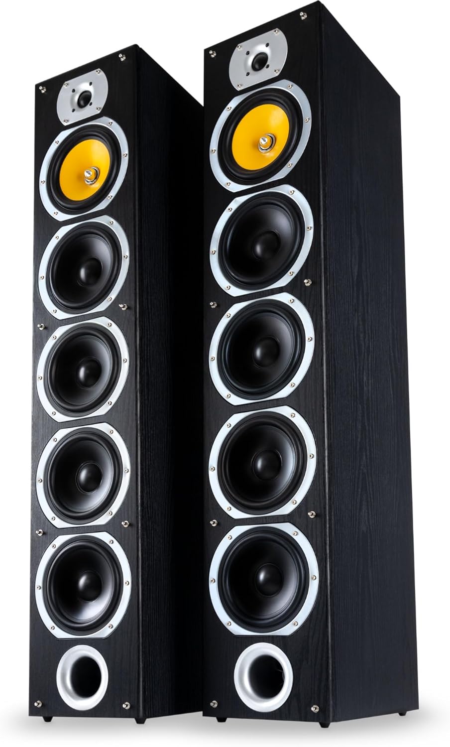 Bennett & Ross Paire d'Enceintes HiFi sur Pied 4 Voies (200W RMS, Subwoofer 6,5", 3X Medium 6,5", Tweeter 1"
