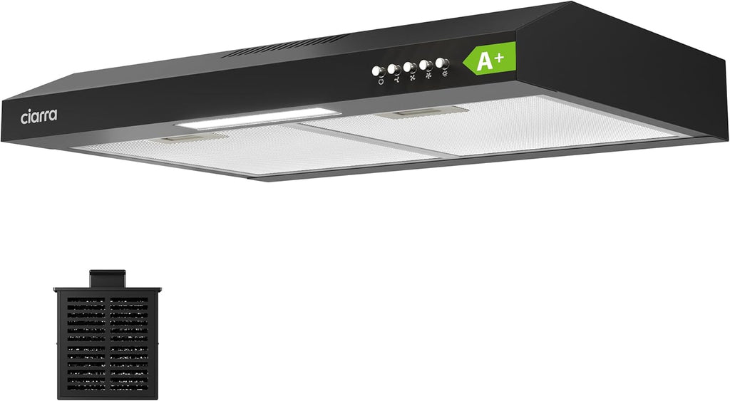 Ciarra Hotte  Casquette Aspirante 60cm Classe A+ - 220 m³/h  Évacuation ou Recyclage