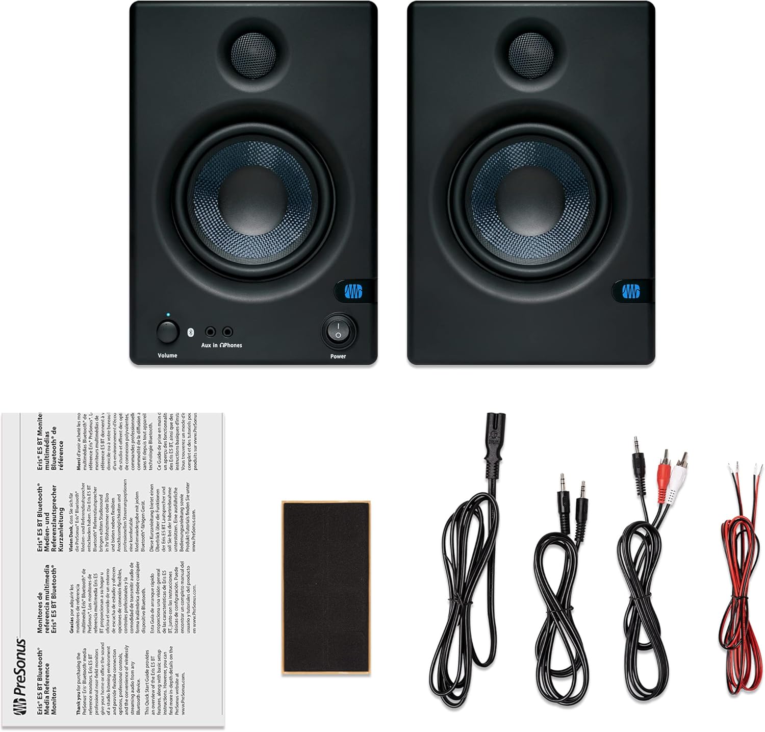 PreSonus Eris 5BT Gen 2, Enceintes Actives 5" de Bureau avec Bluetooth Qualite Studio, 100 W