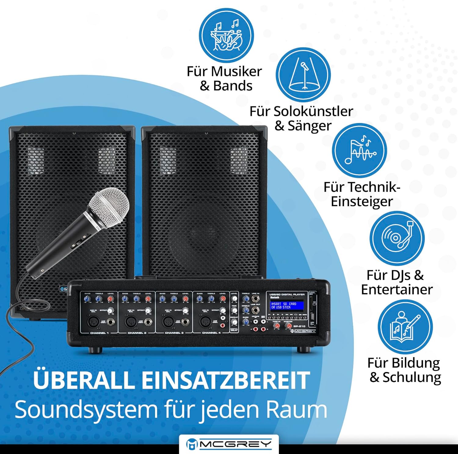 Pack DJ Sono Complet Systeme Audio PA Enceintes Table de Mixage Bluetooth 100W