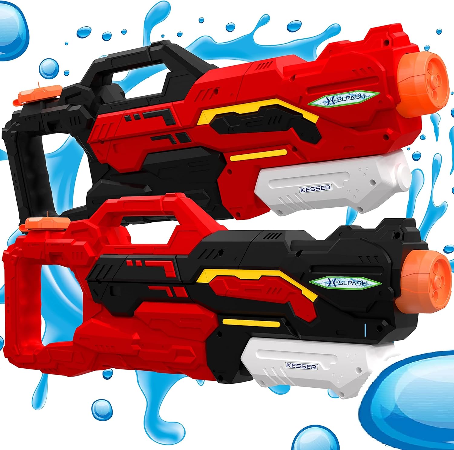 Ensemble de 2 pistolets à eau portée 10-11 mètres, capacité 1500 ml