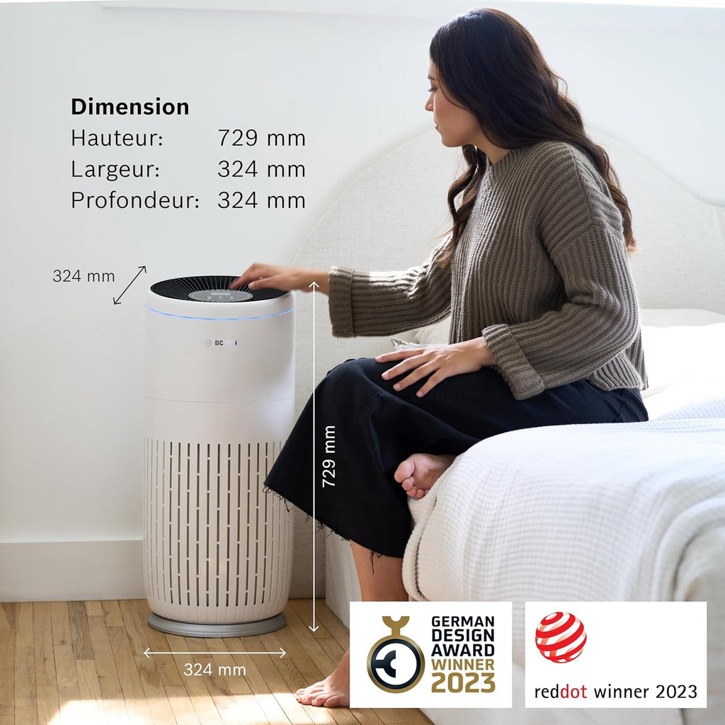 Bosch Air 6000 Purificateur d'air  Filtre à Air  Mode Sommeil < 25 dB(A) Pour jusqu'à 125 m²  CADR : 600 m³/h
