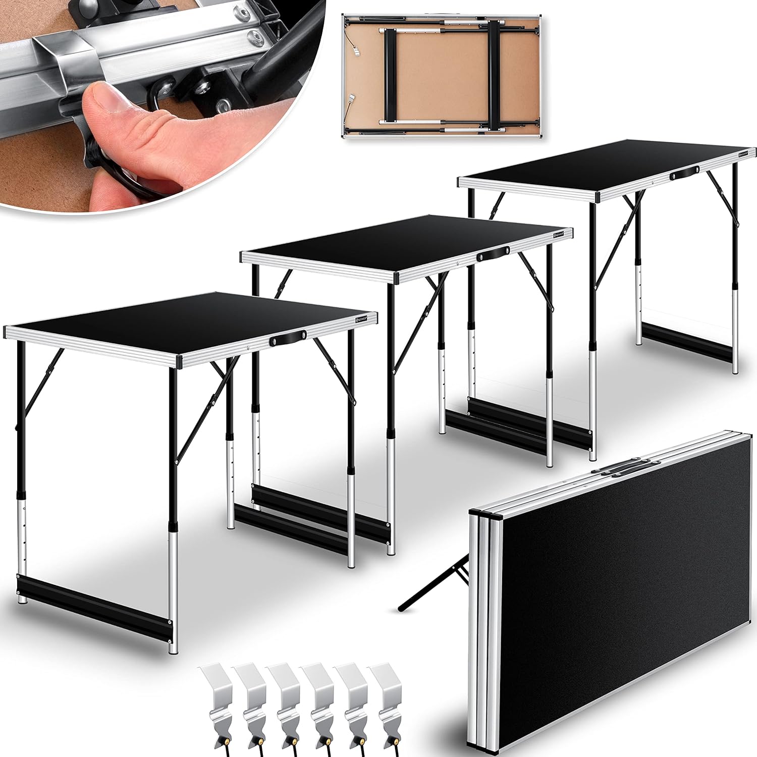 Lot de 3 Table Multifonctions  100 x 60 cm, Avec Fonction de Rallonge, Pliante