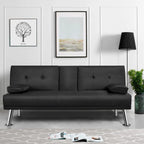 Canapé lit clic clac  noir, 3 places, réglage 3 angles, porte-gobelet  167x94 cm