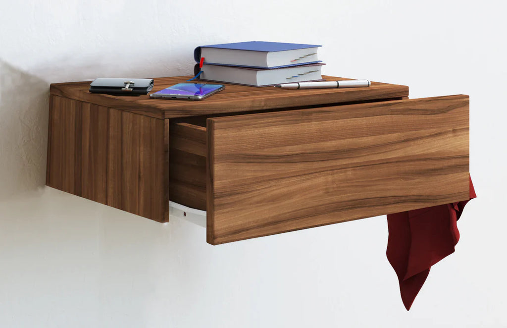 Table de chevet etagere mural avec tiroir Noir