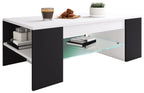 Table basse en bois avec tablette en verre