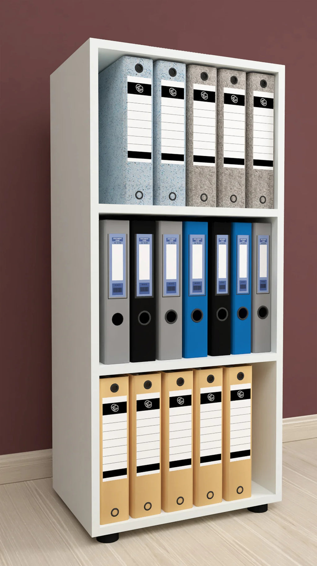 Étagère de bureau en bois, classeur, livres