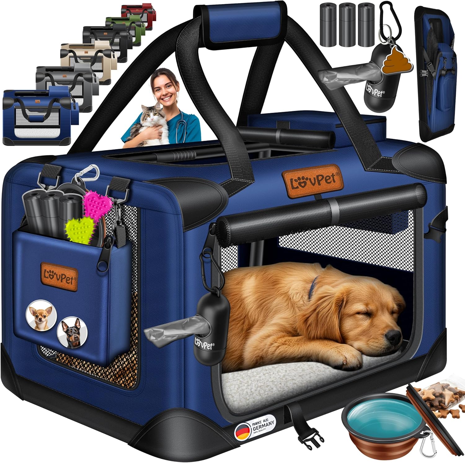 Caisse de transport pour Chien  Pliable Bleu Marine, S