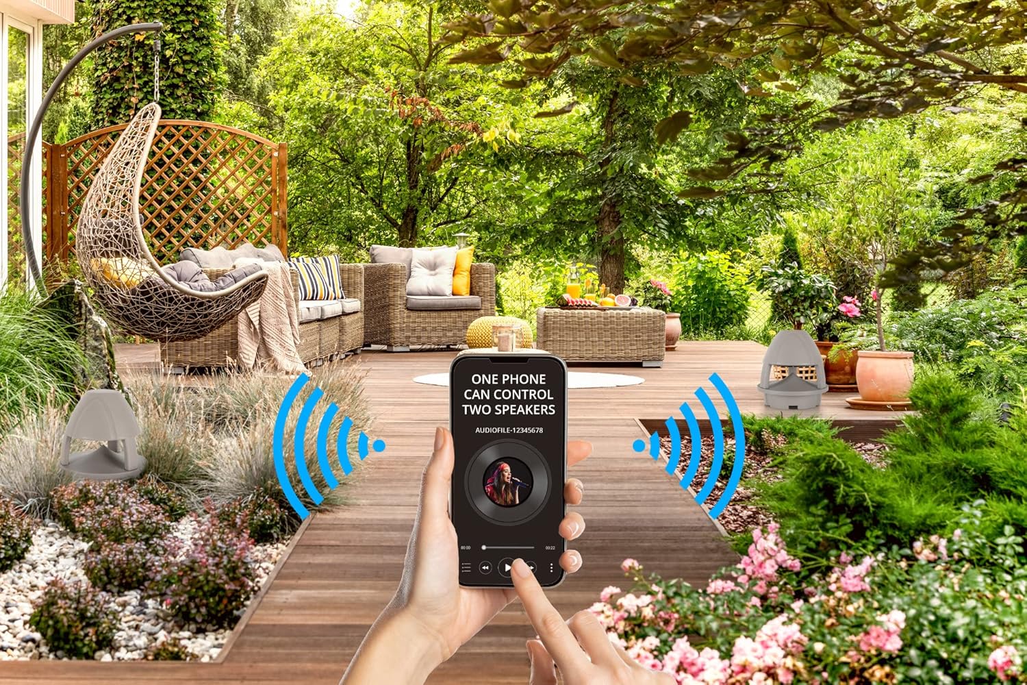 Enceinte Outdoor Active 2 Voies pour Jardin - Portée Bluetooth® 10 mètres -