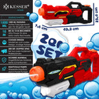 Ensemble de 2 pistolets à eau portée 10-11 mètres, capacité 1500 ml