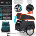 Remorque vélo Haut avec attelage Couvercle Inclus  120 litres Max. 40 kg